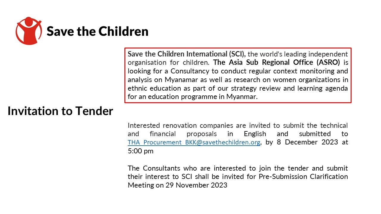 INVITATION TO TENDER ASRO 24 November 2023 ITT-ASRO-2023-003 Context Analysis and Research Consultancy