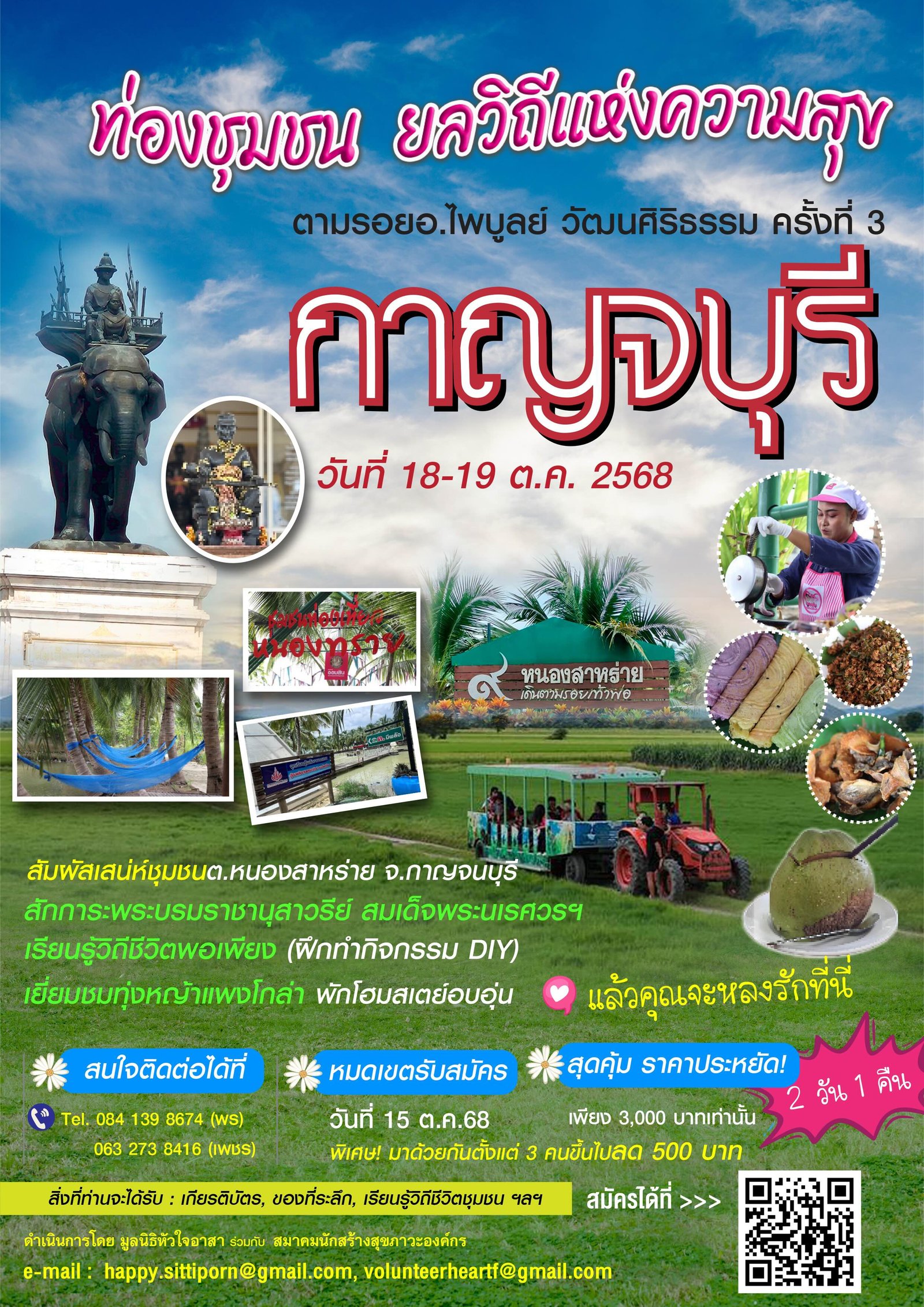 มูลนิธิหัวใจอาสา ชวนร่วมกิจกรรม “ท่องชุมชน ยลวิถีแห่งความสุข” 2 วัน 1 คืน สัมผัสเสน่ห์วิถีพอเพียงชุมชนหนองสาหร่าย จ.กาญจนบุรี