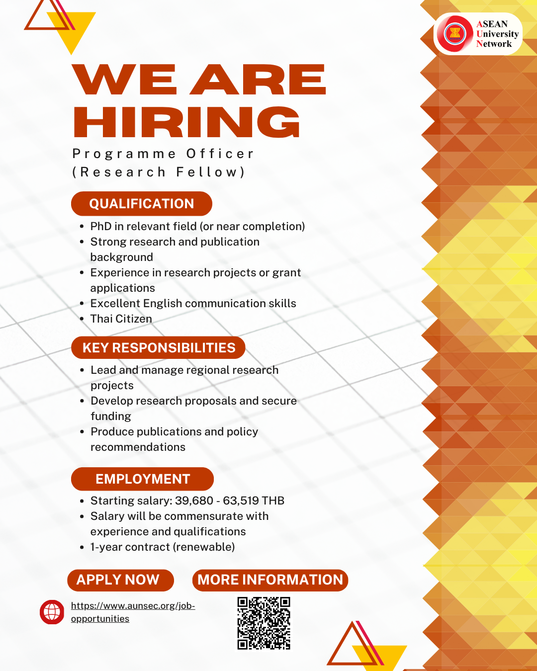 AUN Programme Officer (Research Fellow)